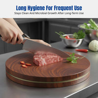 Round Cutting Board Reversible Design Butcher Block Cutting Board Handmade Prep Station for Butchers, Chefs