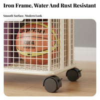 Large Capacity Exercise Mat Storage Rack Lockable Casters Exercise Mat Storage Cart Space-Saving Design Rolling Sports Equipment Rack Sturdy Iron Frame for Fitness Enthusiasts, Families, Garage, Living Room, Playroom