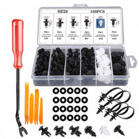 100 Pieces Bumper Wheel Arch Fastener Set Organized Storage Case Plastic Car Rivet Kit Bumper Retainer Clips 6 Assorted