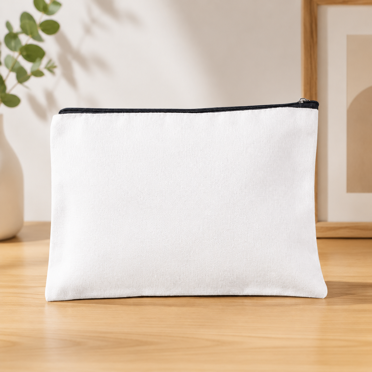 Women's Cosmetic Bag 23x17cm, Canvas Toiletry Bag with Zipper, Portable Toiletry Pouch for Makeup and Skincare Products, Cream
