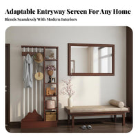 Multi-Functional Unrestricted Standing Partition with Coat Hooks and Shelves Space-Saving Unrestricted Standing Garment Rack with Shelves Strong Load-Bearing Room Divider Small Footprint for Families, Homeowners, Apartment Dwellers, Foyer, Hallway
