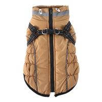 Windproof Dog Coat with Harness Adjustable Fit Dog Harness Winter Coat Elastic Abdomen Design for Cold Weather, Night Walks, Rainy Days