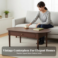Storage Coffee Table Retro Design Household Furniture Multi-Functional Rounded Corners for Homeowners, Living Room, Lounge Area