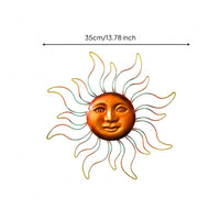 Radiating Sun Wall Art Flat Iron Sun Ornament Hanging for Living Room, Entryway