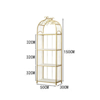 Nordic Floor Standing Shelf Elegant Design Gold Metal Frame Bookcase Sturdy & Stable Multi-Tier Metal Bookshelf for Living Room, Beauty Shop, Entryway