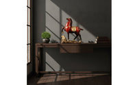 Horse Figurine with Saddle Rearing Decor Sculpted for Living Room, Office Desk
