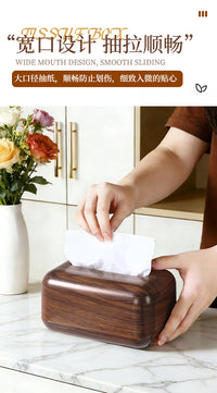 Wood Grain Finish Tissue Box Cover, Tabletop, New Chinese Style, Plastic