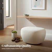 Pebble-Shaped Pouf Minimalist Design Upholstered Stool Space-Saving for Adults