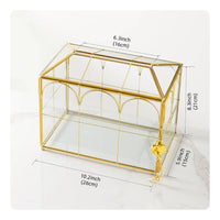 Wedding Card Box Decorative Transparent Card Box Gold Frame for Birthday, Brides