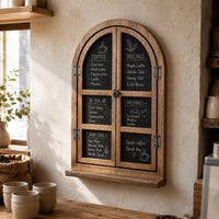 Arched Window Blackboard Wood Grain Wall Blackboard Paneled for Cafe