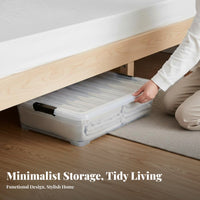 Under-Bed Rolling Bin Wheeled Design Underbed Container particleshield for Dorm Room