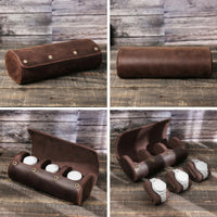 Vintage Watch Roll with Three Slots Distressed Watch Travel Case Compact Portable for Travelers