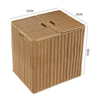 Rattan Storage Box Double Flipaccessible Woven Storage Bin Built-in Handles