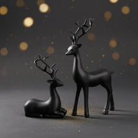 2 Pieces Resin Deer Decor Realistic Deer Figurine Cute for Vintage Cabinet