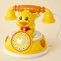 Cartoon Duck Telephone Toy Plastic Pretend Play Phone with Cord Safe Toy Phone with Numeric Key Educational for Preschool