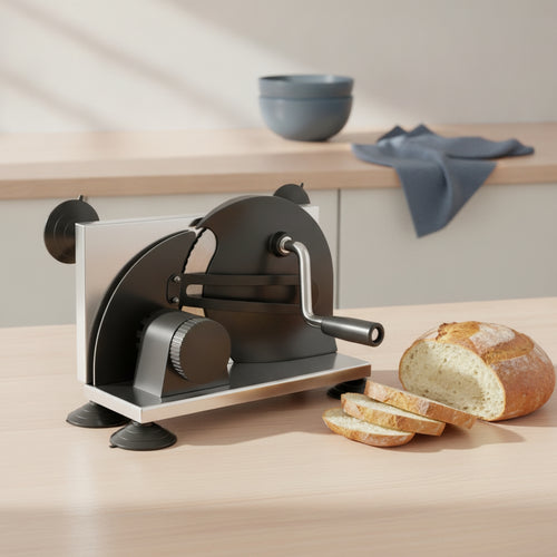 Adjustable Manual Bread Cutter Foldable Bread Cutter with Suction Feet Stainless Steel Compact for Home Bakers, Families, Kitchen
