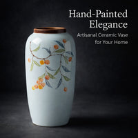 Hand-Painted Ceramic Vase, Pastoral Style