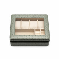 Transparent Window Watch Storage Organizer Zippered Watch Storage Box Multi-Compartment Jewelry Organizer Box Lined Interior for Dresser, Closet