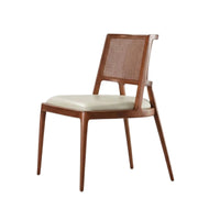 Upholstered Rattan rear Chair Wabi-Sabi Aesthetic V-Leg Cane Chair Retro Design Boho design for Families, Renters, Balcony