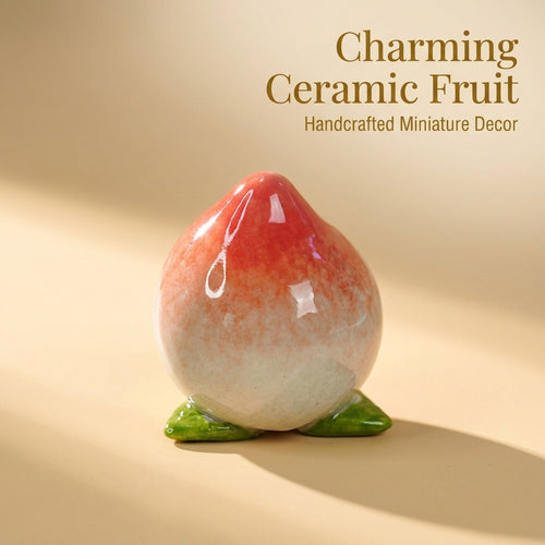 Ceramic Fruit Figurines Home Decoration, Hand-Painted Fruit Sculpture for Desk, White Porcelain Fruit Statues for Gifts
