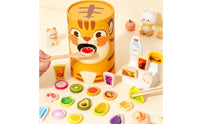Chopstick Training Playful Hues Recognition Wooden Feeding Toy Materials Tiger Feeding Game for Young Children, Preschool