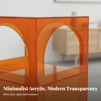 Clear Waterfall Table Arch Shape Nightstand Transparent for Bedroom, Living Room