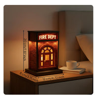 Fire Dept Night Light Portable Mini Fire Station Lamp Cute Design for Desk