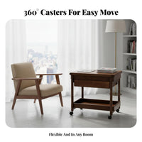 Foldable 2-Tier Rolling Cart Multi-Functional Wheeled Side Table Movable with casters Serving Trolley for Office Workers, Living Room, Bedroom, Kitchen