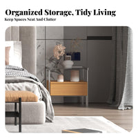 Single-Drawer Nightstand Modern design & aesthetic Bedside Cabinet Narrow dimension for Bedroom