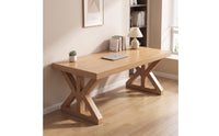 Solid Wood Wooden Dining Table Minimalist Dining Table with X-Shaped Base Stable Furniture Long-Lasting for Families