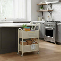 2 Tier Rolling Trolley Multi Use 2 Tier Storage Trolley Space Saving for Bedroom