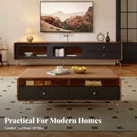 2 Pieces Nesting Coffee Table Set Minimalist Design Living Room Furniture Rounded Corners Internal Storage for Homeowners