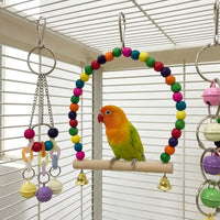 Parrot Toys 7 Piece Set, Parrot Cage Additions, Wood Parrot Climbing Toys and Parrot Gnaw Toys for Parakeets Cockatiels Enrichment