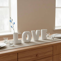 4 Pieces LOVE Letter Vase Set Modern Design Ceramic Letter Vases Ribbed Texture