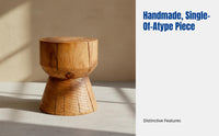 Hardwood Side Table, Vintage Wabi-Sabi Design, Handmade Creative Stool, Rustic Coffee Table Base