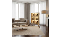 Multi-Layer Storage Bookcase with Glass Doors Large Capacity Modern Display Cabinet Built-in LED Lighting Home Furniture for Collectors