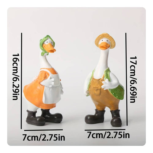 Resin Duck Statue Weather-Resistant Farmer Duck Figurine Hand-Painted for Yard