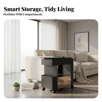 2-Tier Rolling Side Table Space-Saving Mobile Furniture sturdyDuty for Students