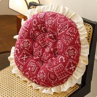Round Seat Pad Floral Print Round Chair Pad Vintage Ground Pattern Pillow for Students, Bay Window