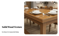 Easy to Clean Carbonized Wood Restaurant Table Thickened Tabletop Solid Wood Dining Table Stain Resistant Household Furniture Waterproof for Cafe Owners, Families, Homeowners, Quick-Service Shop, Cafeteria, Kitchen, Home