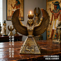 古埃及女神伊西斯展翅烛台复古树脂摆件家居装饰创意香薰蜡烛台