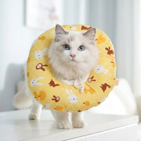 Soft Cat Cone Recovery with Cartoon Pattern, Soft Recovery Device After Surgery to Stop Licking, Drawstring Anti Bite Cat Recovery for Kittens