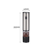 Adjustable Coarseness Electric Pepper Grinder Single-Hand Operation Automatic Seasoning and Pepper Grinder Transparent Chamber Kitchen Appliance Rechargeable for Barbecue