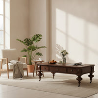Coffee Table with Drawers Solid Wood Oak Coffee Table Vintage for Living Room