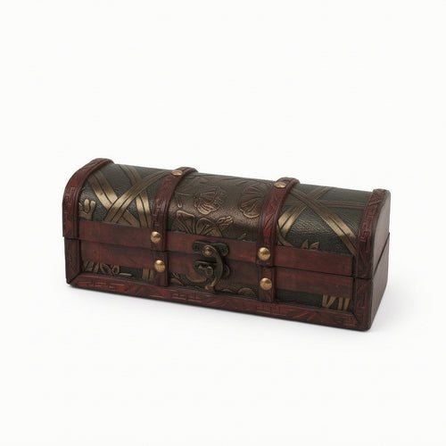 Hairpin Storage Box Retro Wooden Chest with Hinged Lid Small for Desk, Shelf