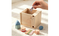 Educational Toy with Shape Boards Pastel Shape Sorting Cube Compact Wooden Sorting Box for Young Children