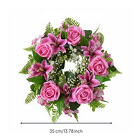 Artificial Rose and Lily Wreath Spring/Summer Floral Wreath Elegant Design Faux Flower Table Garland for Party
