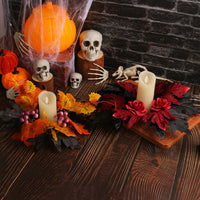 Halloween Candle Wreath with Maple Leaves and Roses for Table Decor