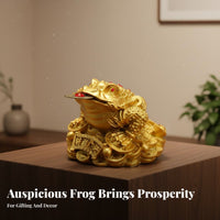 Good Fortune Gift Golden Chan Wealth Ornament Auspicious Symbol Chinese Auspicious Toad Statue Traditional Design for Business Opening, Shop