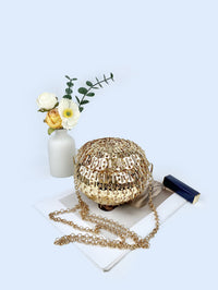 Silver Sequin Handwoven Spherical Box Bag